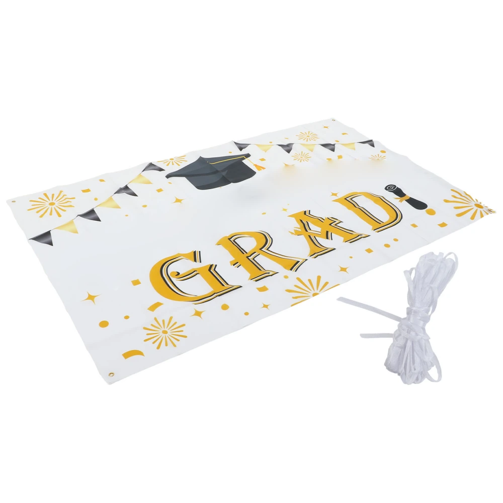 Graduation Party Banners Polyester Material Graduation Party Decoration with Rope for School Home Garden Yard