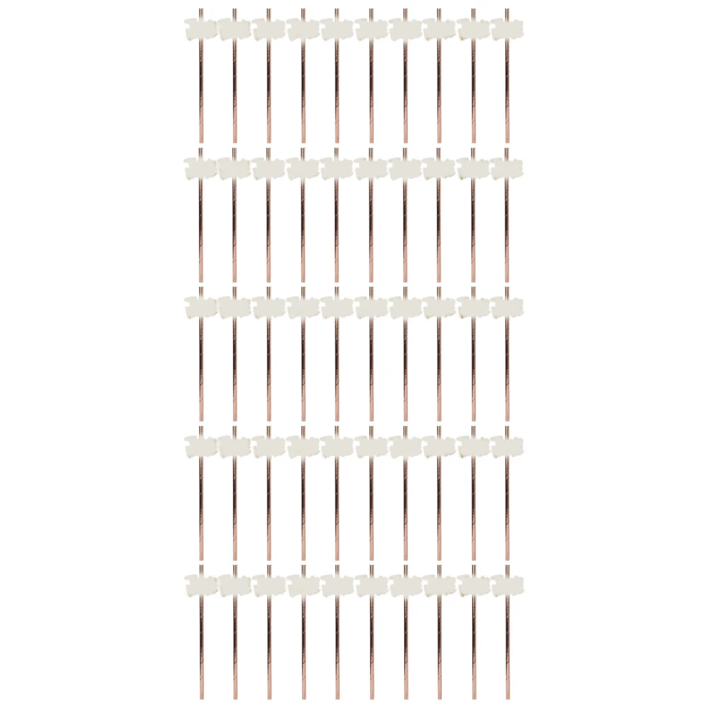 50Pcs Rose Gold Straws Rose Gold Durable Nontoxic Paper Elegant Design Gold Paper Straws with Cards Stickers