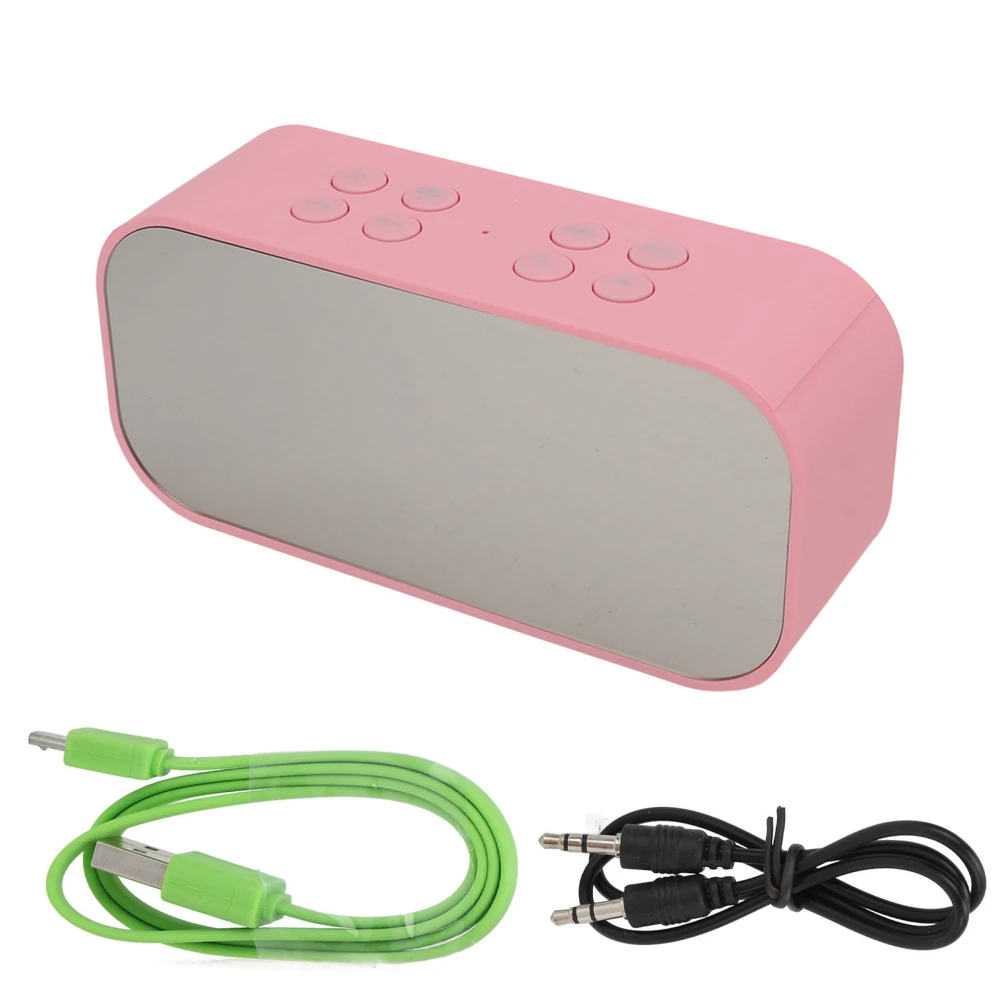 2 in 1Wireless Speaker Alarm Clock Mega Bass Noise Reduction Adjustable Brightness Portable Speaker for Home Office Pink