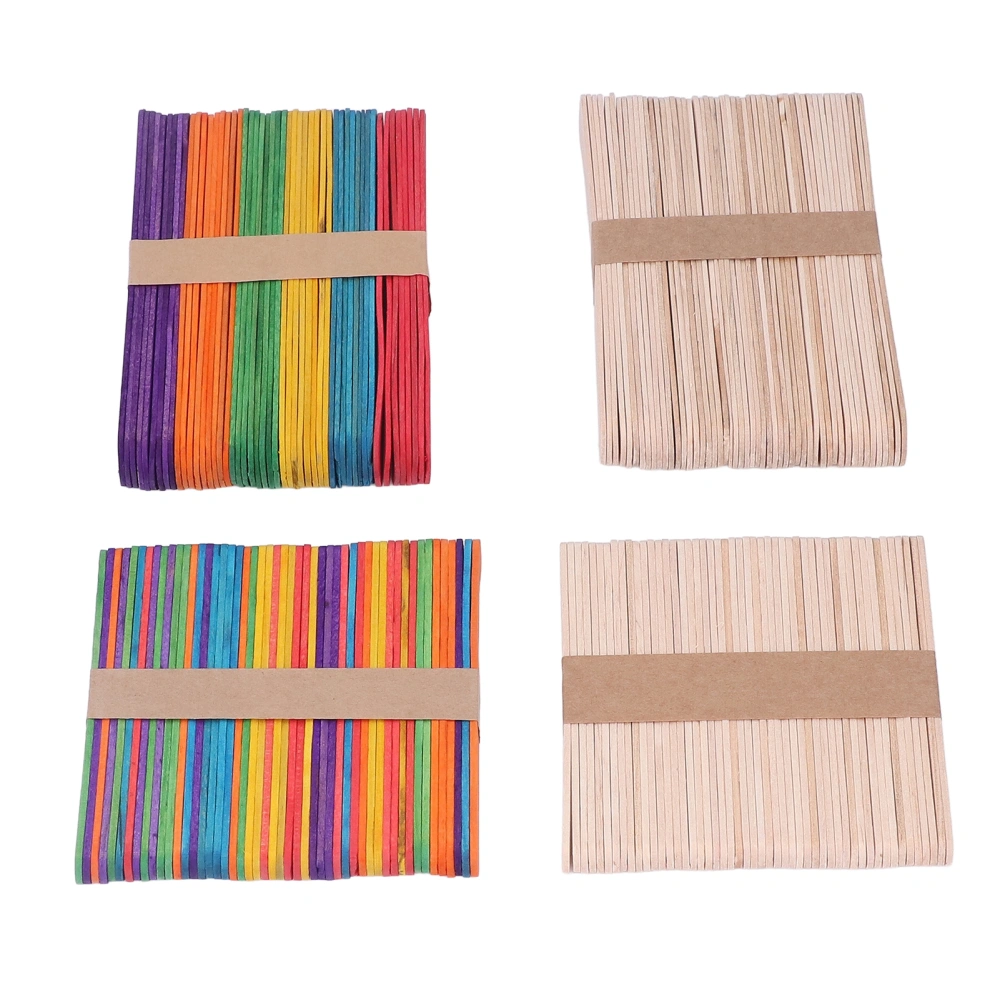 200 Pcs Wooden Ice Cream Sticks Birch Wood Natural Safe Wide Uses Popsicle Sticks for Children for DIY Crafts Making