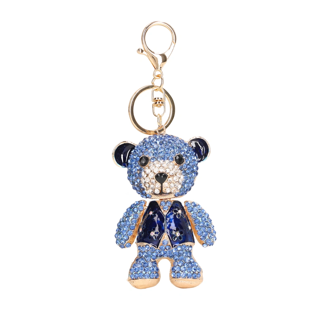 Bear Keychain Electroplate Long Bright Rhinestones Bear Keychain with Hook Cute Bear Keychain for Birthday Festival Blue