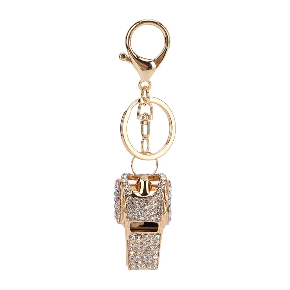 Keychain Zinc Alloy Diamond Whistle Keychain Bag Decoration Ornament Metal Pendant Craft Jewelry Small Gift White Color