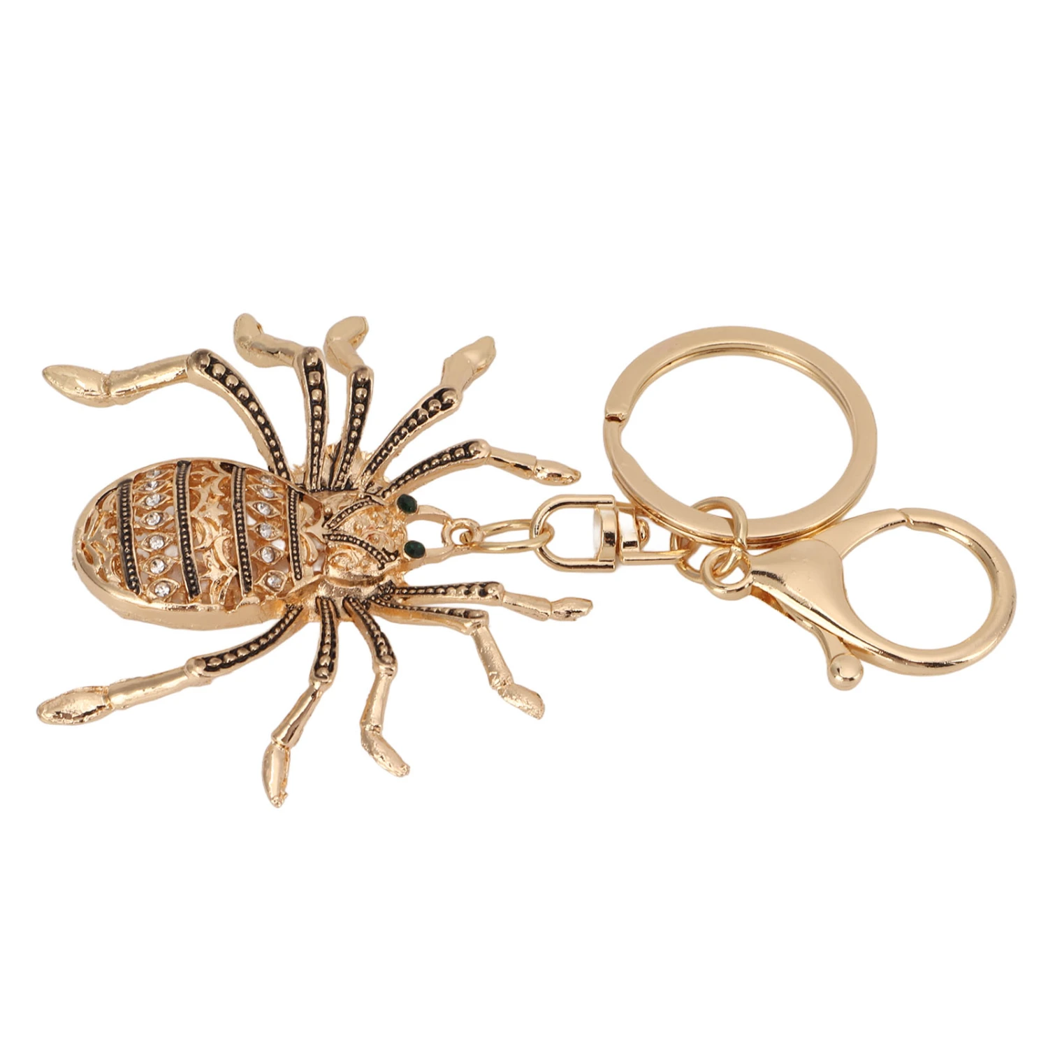 Keychain Zinc Alloy Diamond Spider Car Key Chain Metal Pendant Women's Bag Accessories Decoration Gift Gold