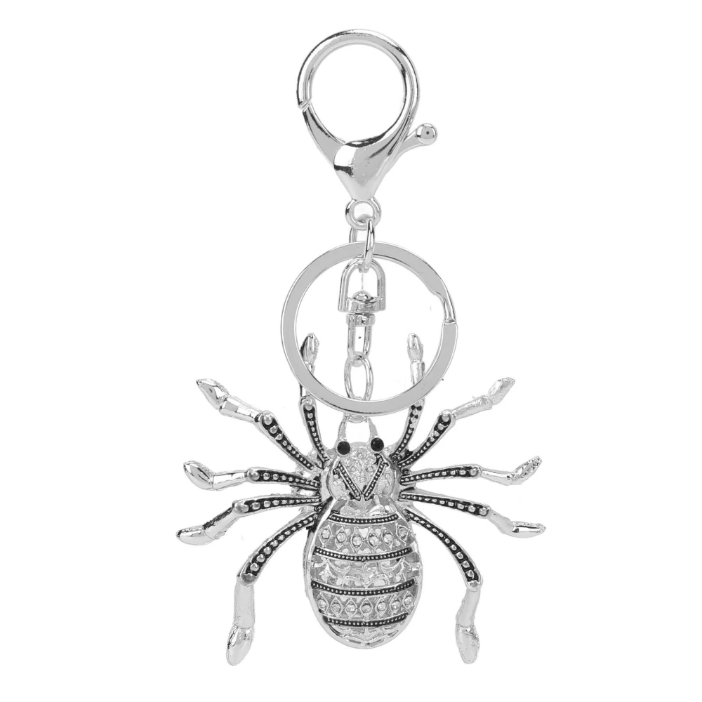 Keychain Zinc Alloy Diamond Spider Car Key Chain Metal Pendant Women's Bag Accessories Decoration Gift Silver