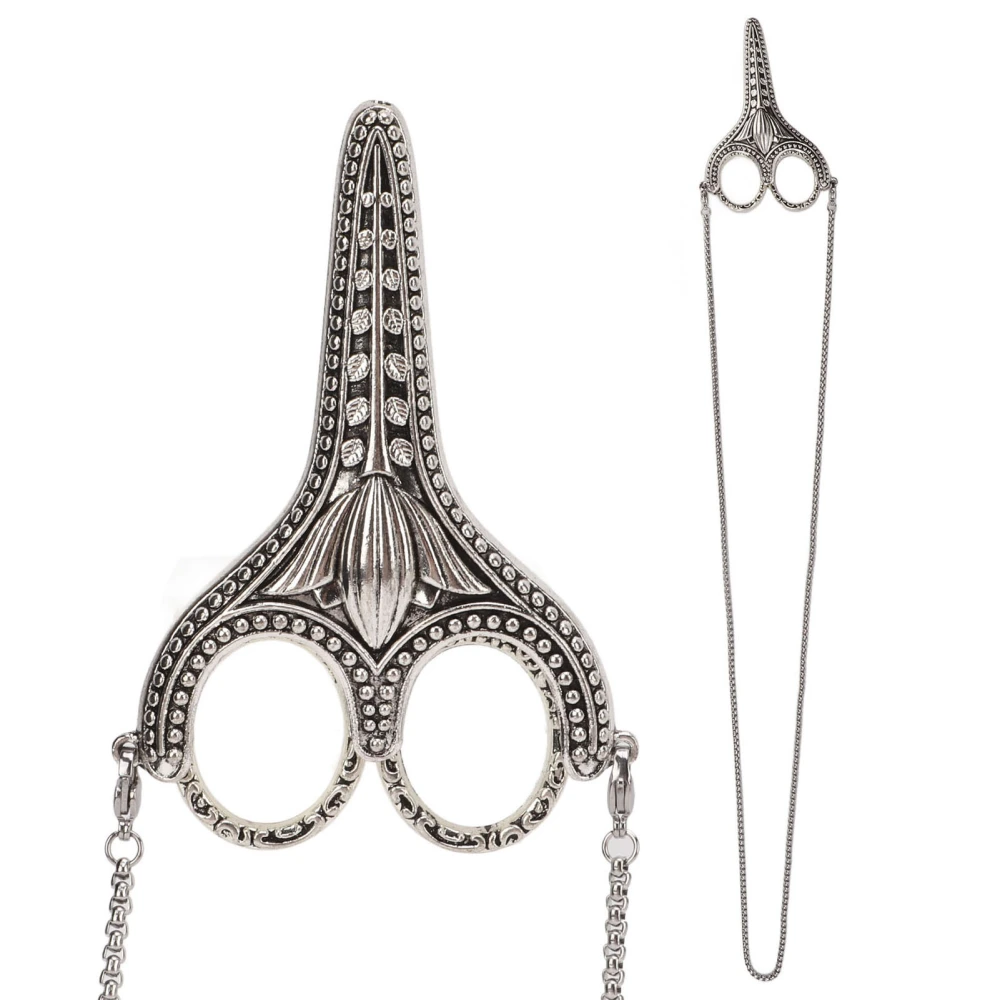 Sewing Scissors Vintage Chain Silver Bauhinia Stainless Steel Pointed Small Sewing Embroidery Scissors With Cover