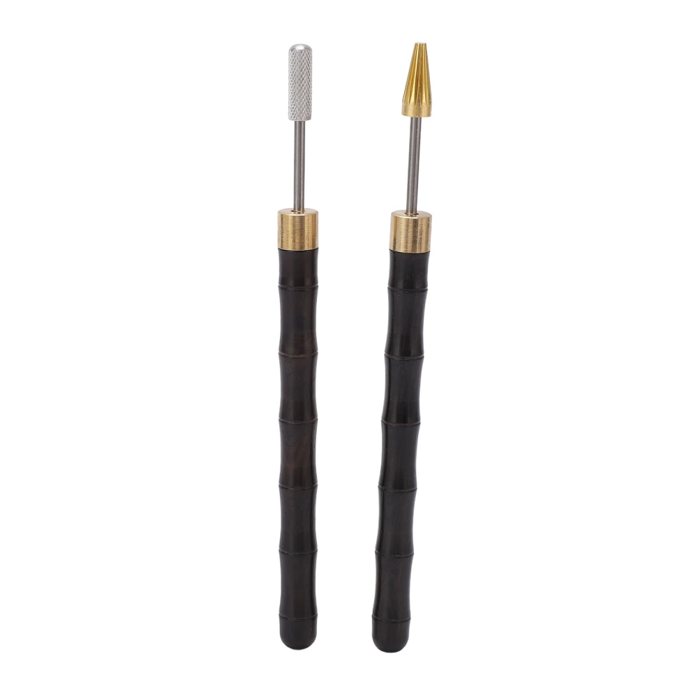 2PCS Leather Edge Dye Pen Leather Edge Printing Tool with Sandalwood Handle Stainless Steel Edge Dye Pen for DIY Leather