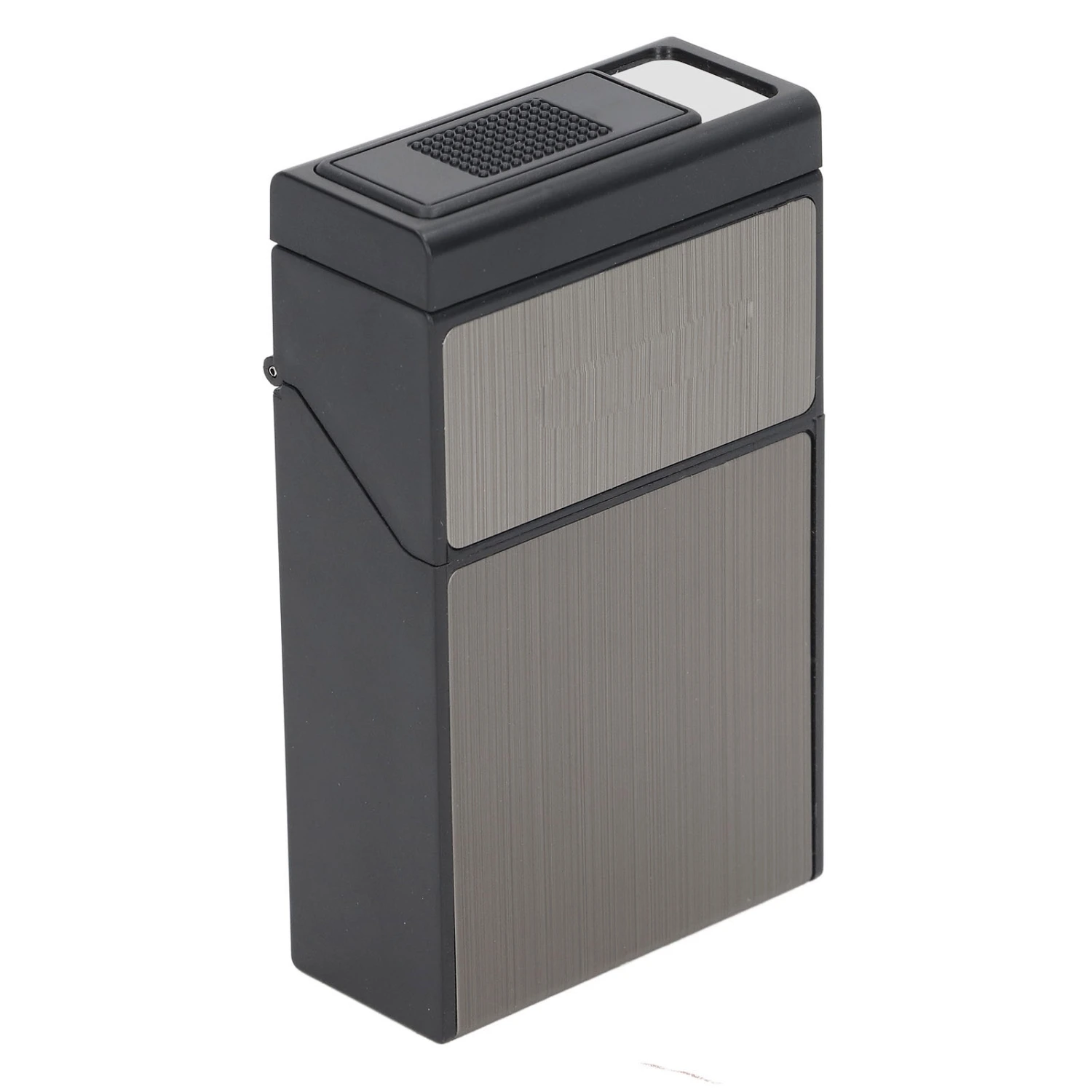 Cigarette Case 20 Pack Large Capacity Hard Shell USB Charging Cigarette Lighter Anti Pressure Cigarette Box Holiday Gift Black Brushed