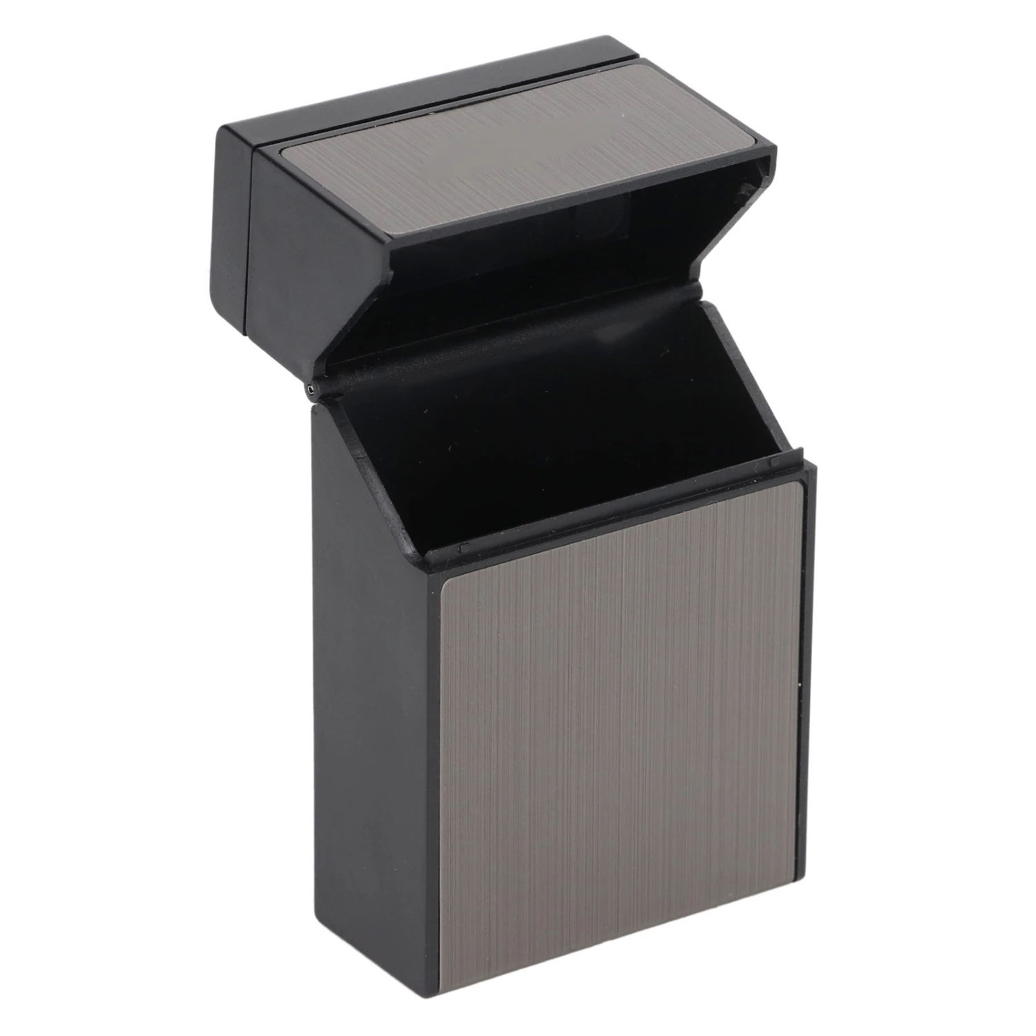 Cigarette Case 20 Pack Large Capacity Hard Shell USB Charging Cigarette Lighter Anti Pressure Cigarette Box Holiday Gift Black Brushed