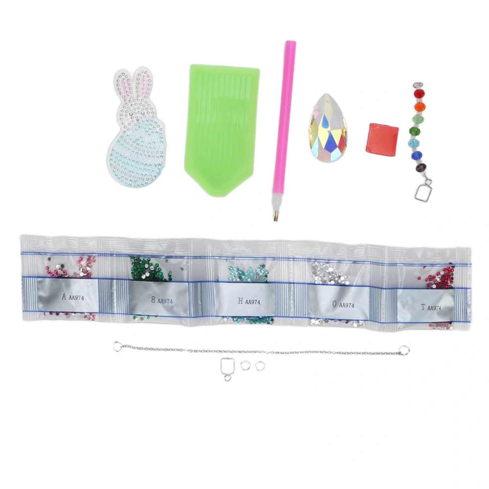 Rhinestone Painting Bunny Pendant Rotating Colored Hanging Metal Chain PVC DIY Rhinestone Painting Kit for Home