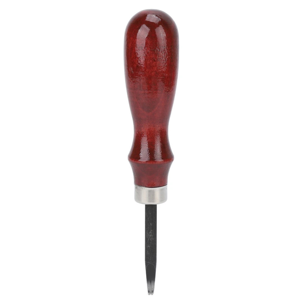 Leather Beveler 0.8mm/0.03in Steel Material Sandalwood Curved Handle Easy DIY Trimming Portable Skiver Leather Tool