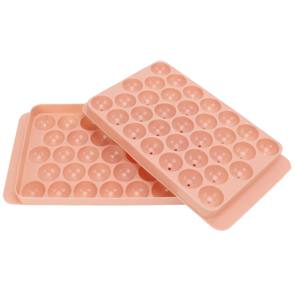 Ice Cube Tray Round 33 Grids Ice Cube Mold with Lid Food Grade PP Ice Ball Maker Mold for Office Refrigerator Pink