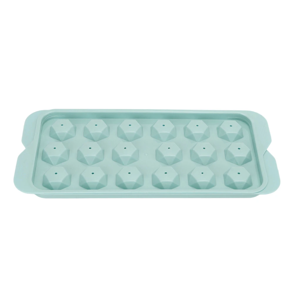 Ice Cube Tray Easy Demoulding Ice Cube Mold Food Grade PP Ice Cube Maker with Lid Cute Ice Cube Tray for Refrigerator Diamond 18 Grids Blue