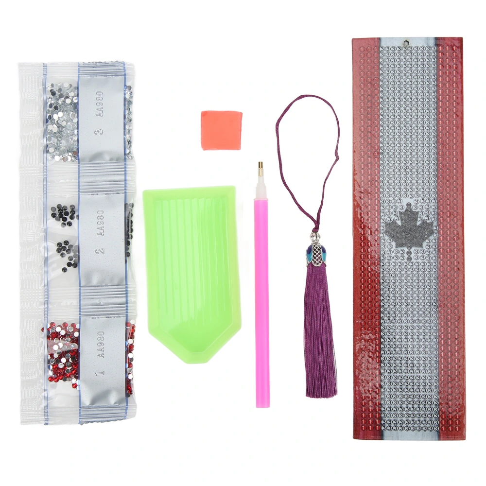 Rhinestones Painting Bookmarks Bright Colors Waterproof DIY Rhinestones Bookmarks with Maple Leaf Pattern for Gifts