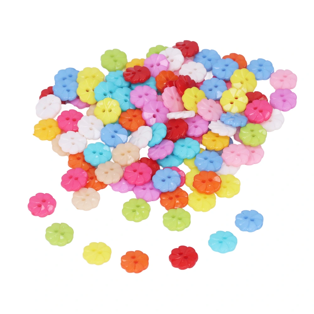 200Pcs Flower Buttons Colorful Vivid Colors Durable Plastic Wide Application Craft Buttons for Clothing Bag DIY