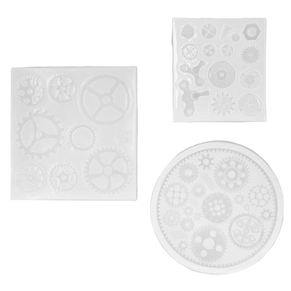 3PCS Gear Silicone Mould Cartoon Punk Style Industrial Gear Silicone Mold Mirror Flash Nonstick DIY Mold for DIY Craft