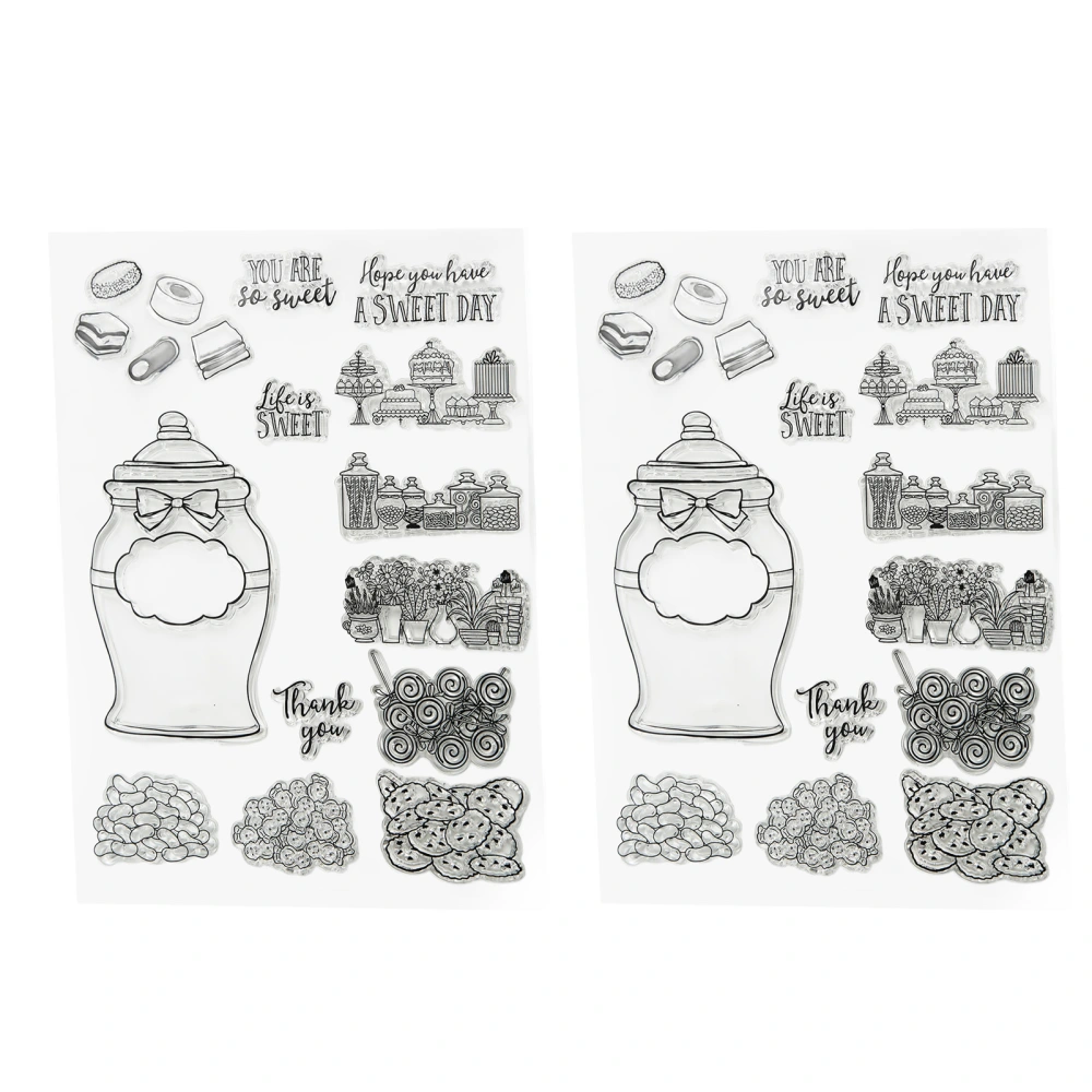 2PCS Clear Stamps Candy Pattern Recycling Card Making Stamps Imprint TPR DIY Transparent Stamps for Greeting Card Diary