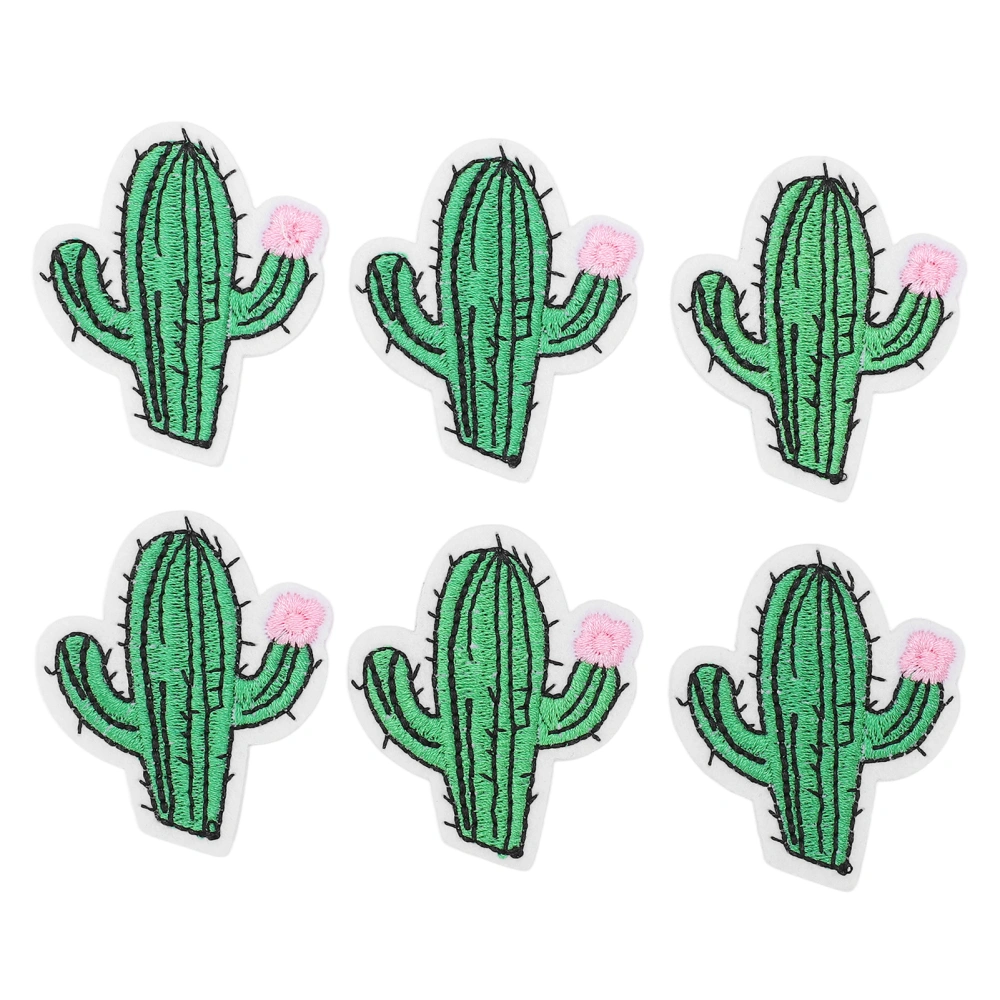 6Pcs Embroidered Patches Cactus Shape Cute Beautiful Covering Breakages Stains Iron On Patches for DIY Clothing Bags