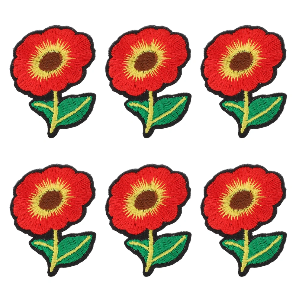 6Pcs Iron On Patches Red Flower Design Safe Washable Durable Cotton Wide Application Iron Patches for Shirt Jean Jacket