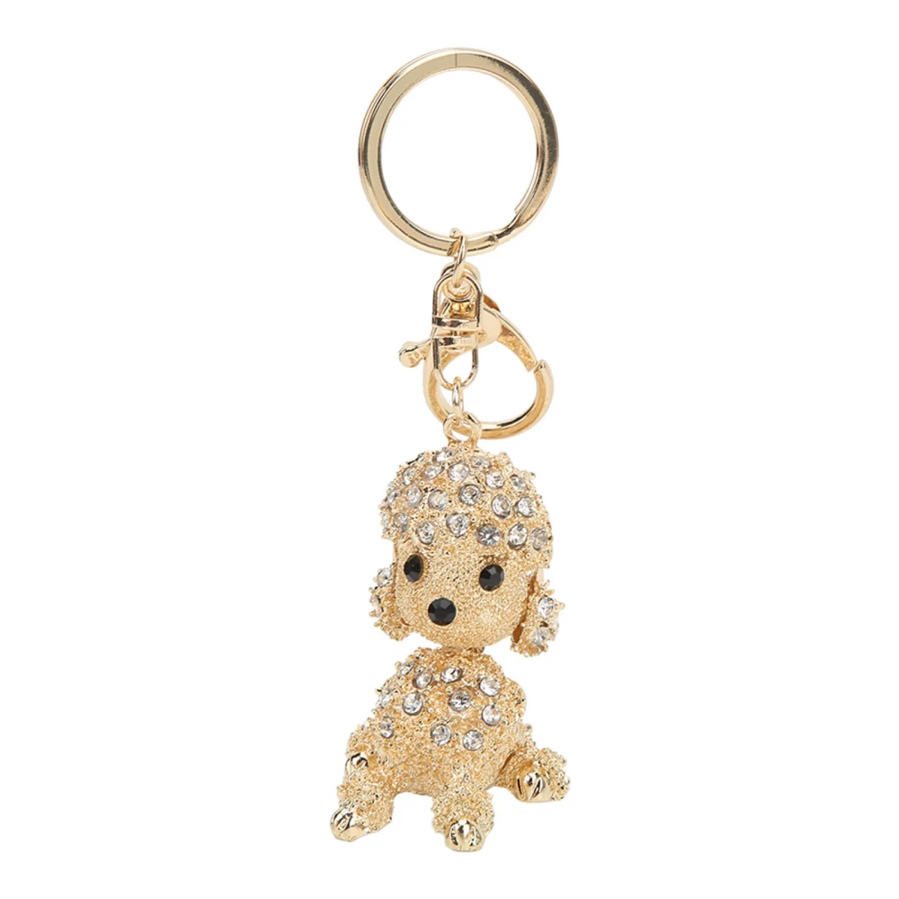 Rhinestone Keychain Unique Puppy Shape Design Rhinestone Keychain Charm Ornament for Bag Car Pendant White