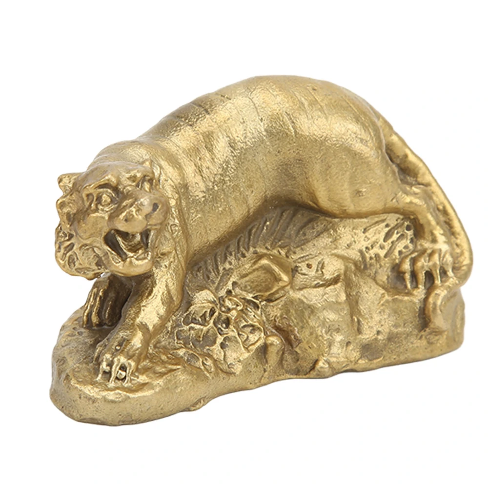 Brass Tiger Statue Ferocious Tiger Durable Brass Rustproof Durable Sturdy Attract Wealth Luck Lucky Tiger Statue