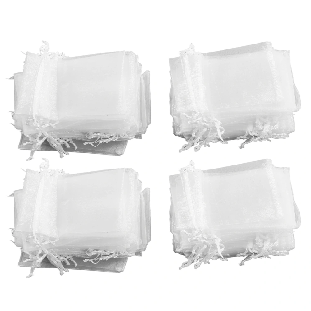 200Pcs Drawstring Organza Bags Drawstring Design Elegant 10x15cm Organza Gift Bags for Wedding Party Decoration Jewelry White