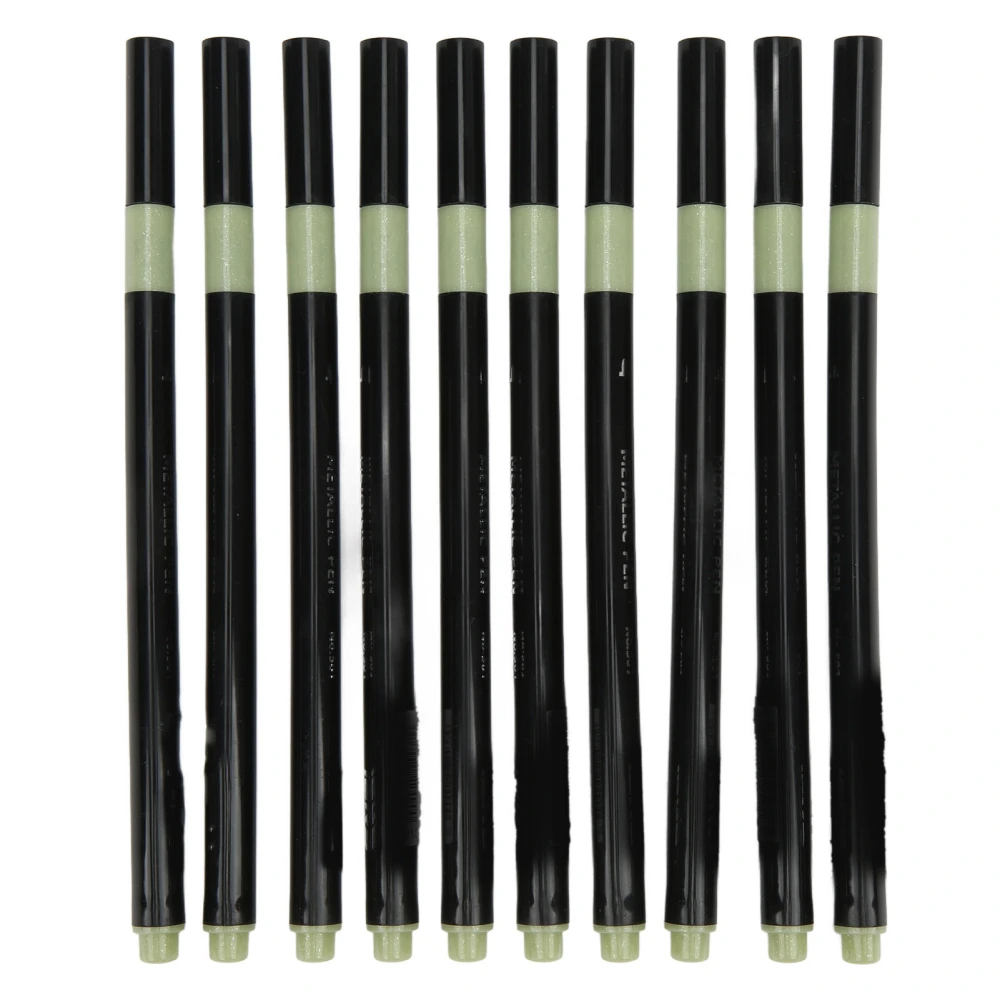 10pcs Metallic Marker Water Based Lightgreen Ink Thin Rod Round Nib Odorless Metallic Paint Pens for Stone Ceramic