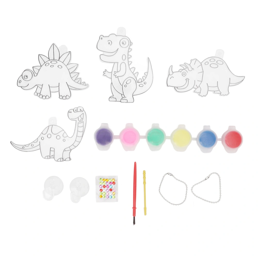 Children Color Glue Painting 4 Dinosaur Shape High Quality Watercolor Paint Kids DIY Transparent Painting Set