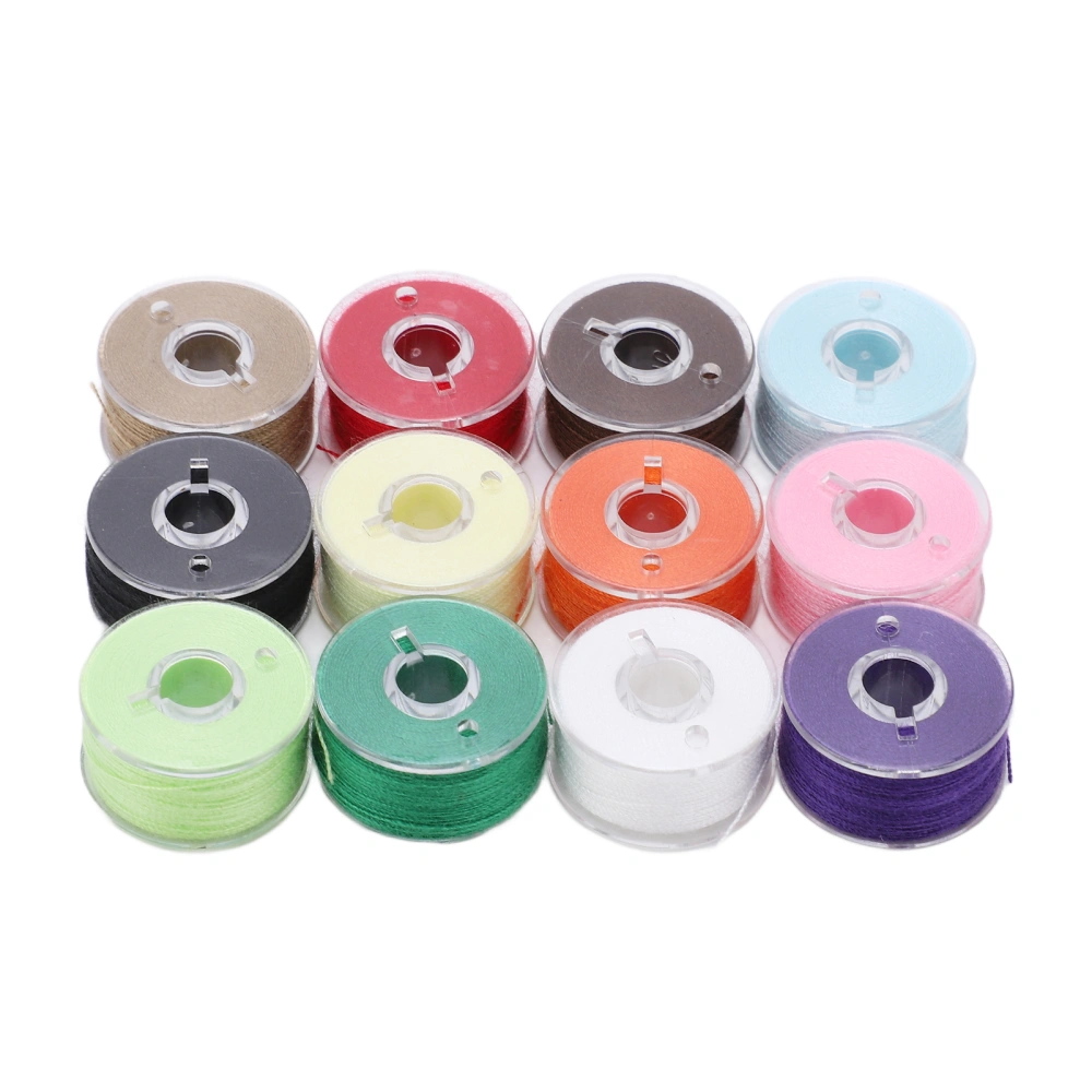 12 Pcs Colored Bobbins Sewing Machine Universal Reusable DIY Embroidery Colored Bottom Thread Plastic Bobbins