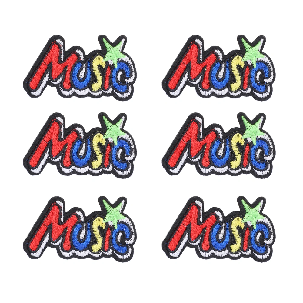 6Pcs Iron On Patches Music Design Durable Cotton Lightweight Wide Application Jean Patches for Hat Backpack Clothes