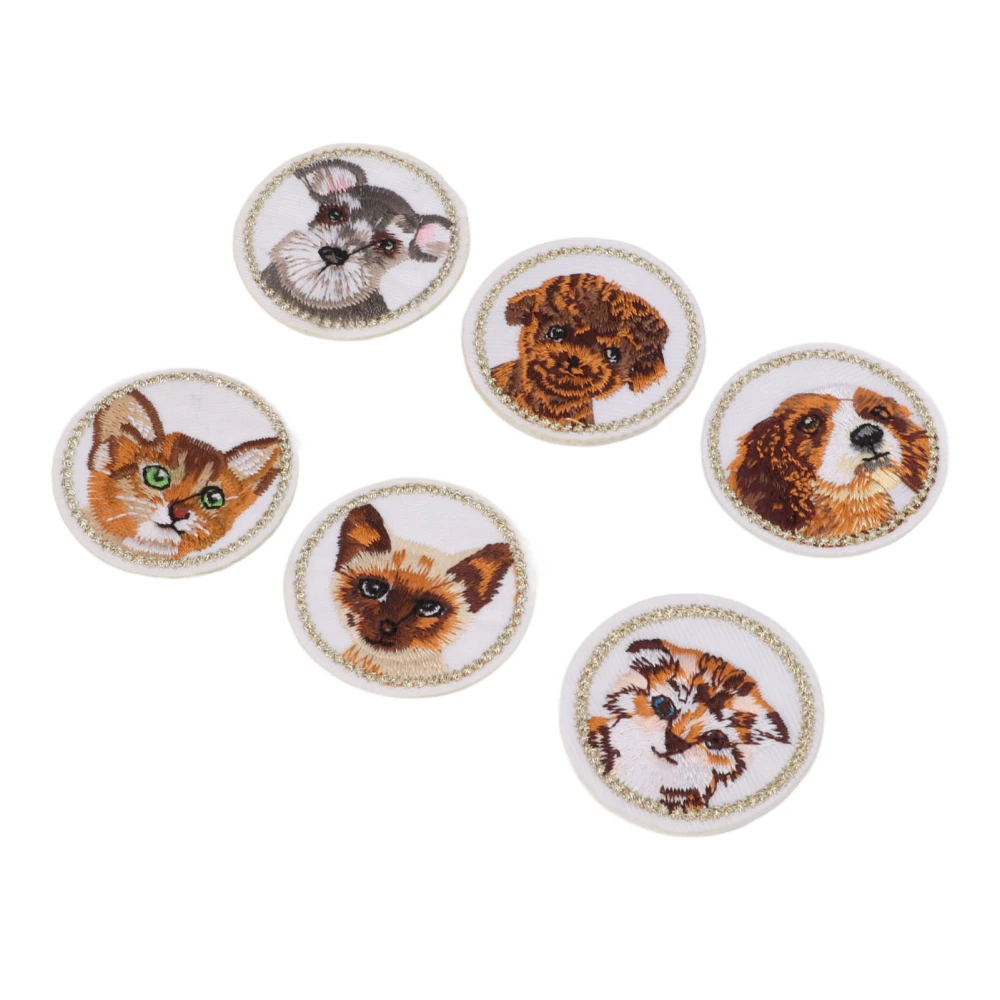 6Pcs Iron On Patches Cute Animal Pattern Easy Operation Widely Used Durable Cotton Lightweight Jean Patches for DIY