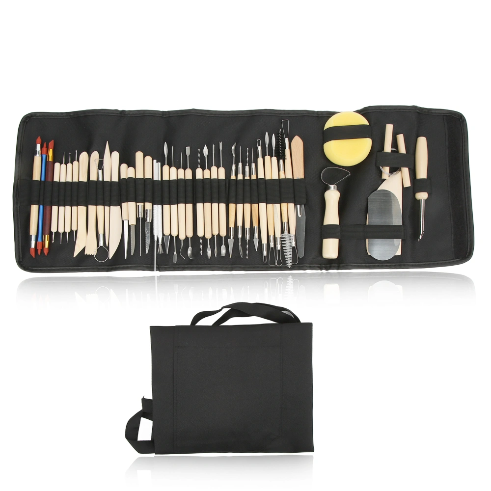 43 Pcs Clay Tools Multipurpose Carving Knife Clay Pottery Clay Craft Tool with Folding Storage Bag for Art Crafts