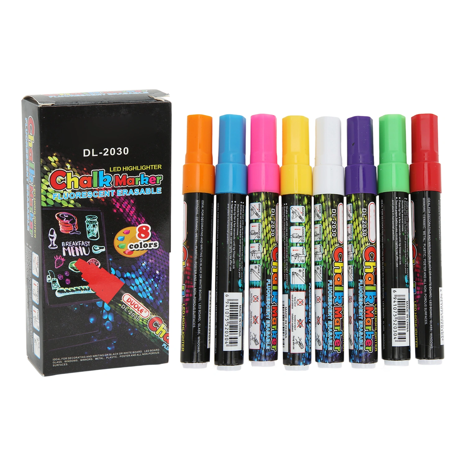 8Pcs Chalk Markers 8 Colors Bright Vibrant Colors Erasable Easy Removal Wide Application Chalkboard Markers