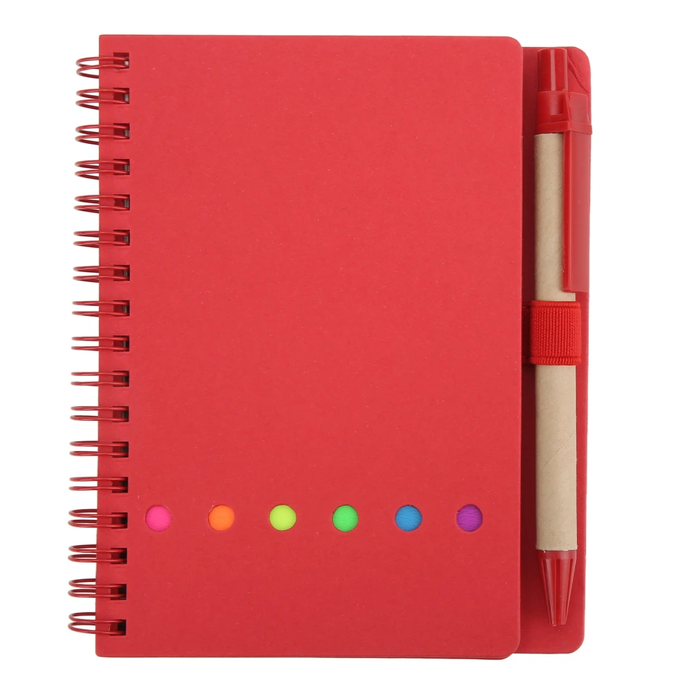 Notebook Portable Simple Double Coil Leather Notebook Student Notepad with Insert Pen Business Office StationeryRed