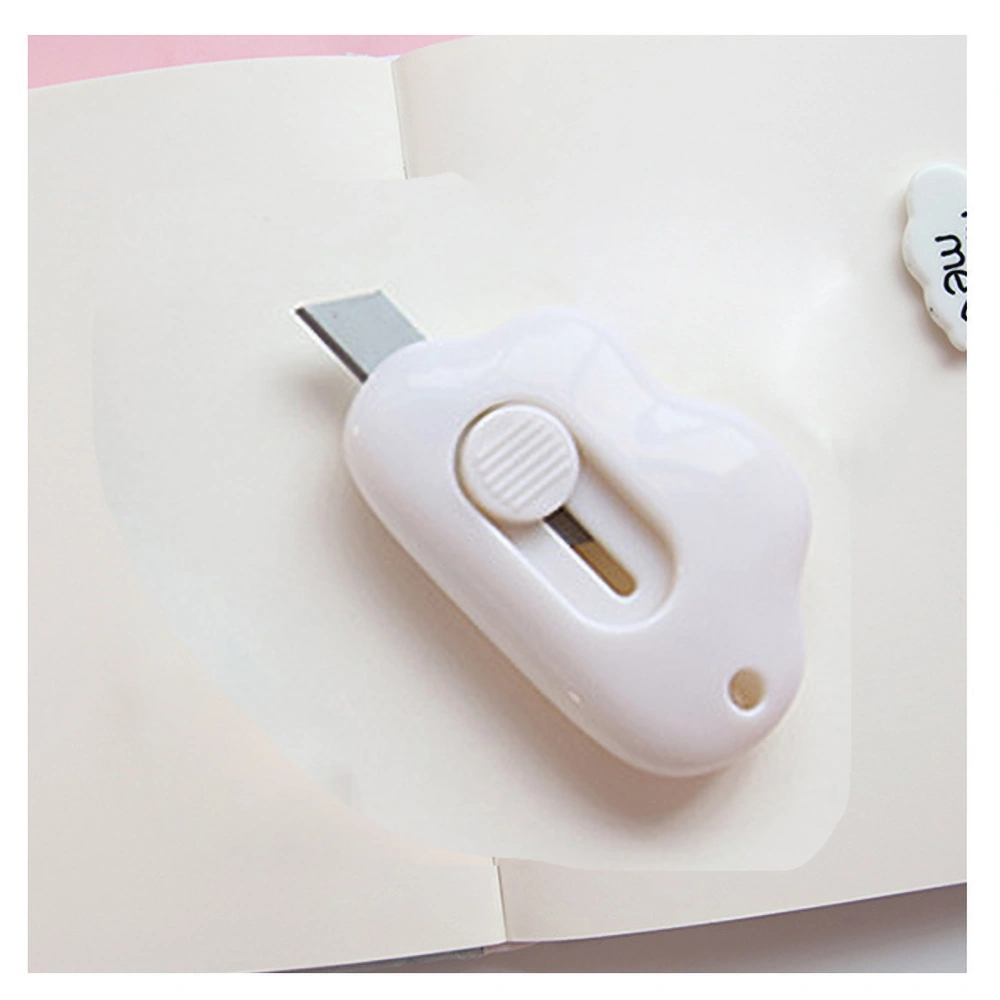 Utility Knife Cute Cloud Shape Mini Portable Retractable High Carbon Steel Blade Box Cutter for Handicrafts MakingWhite