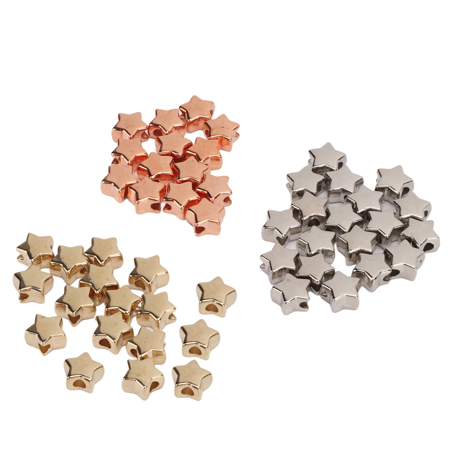 50Pcs Jewelry Making Beads Star Shaped Approx 0.5 Diameter 3 Colors Durable Plastic Widely Used Plastic Spacer Beads