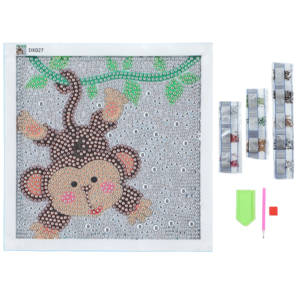 Rhinestone Painting Kit Shiny Cartoon Cute Monkey Pattern Simple Operation DIY 5D Painting Art 17x17cm