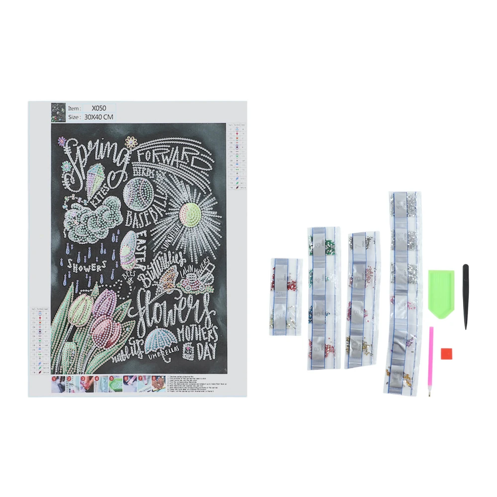 Rhinestone Painting Kit Flower Sea Eco Friendly Fadeless Bright Rich Colors Relieve Pressure 5D Rhinestone Painting