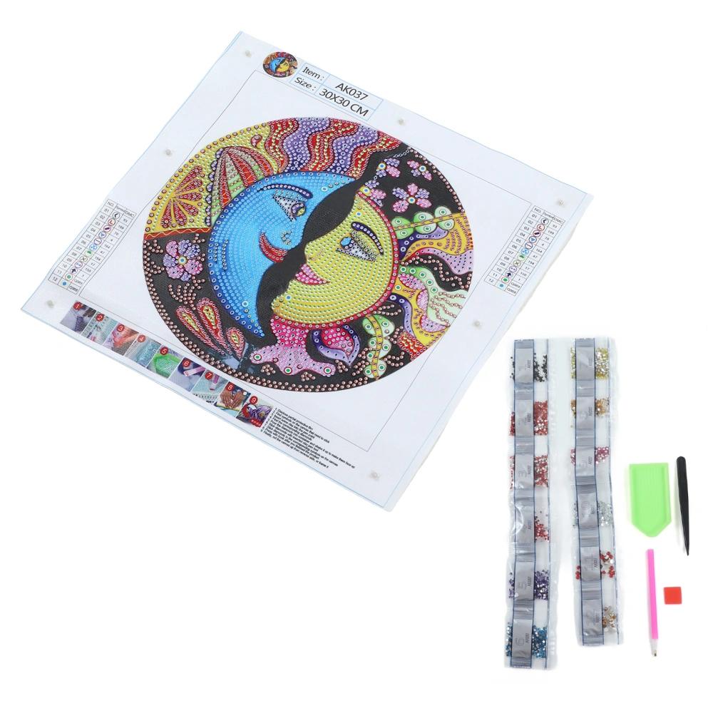 Rhinestone Painting Kit Moon Face Eco Friendly Shiny Sparkling Bright Colors Hands On Ability 5D Rhinestone Painting