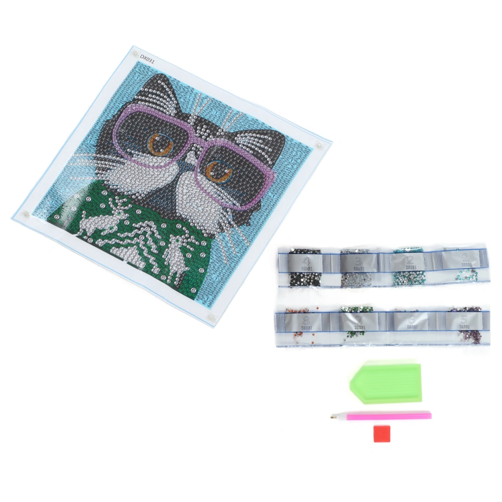 Rhinestone Painting Kit Modern Beautiful Cat Pattern Waterproof Simple Operation DIY 5D Painting Art