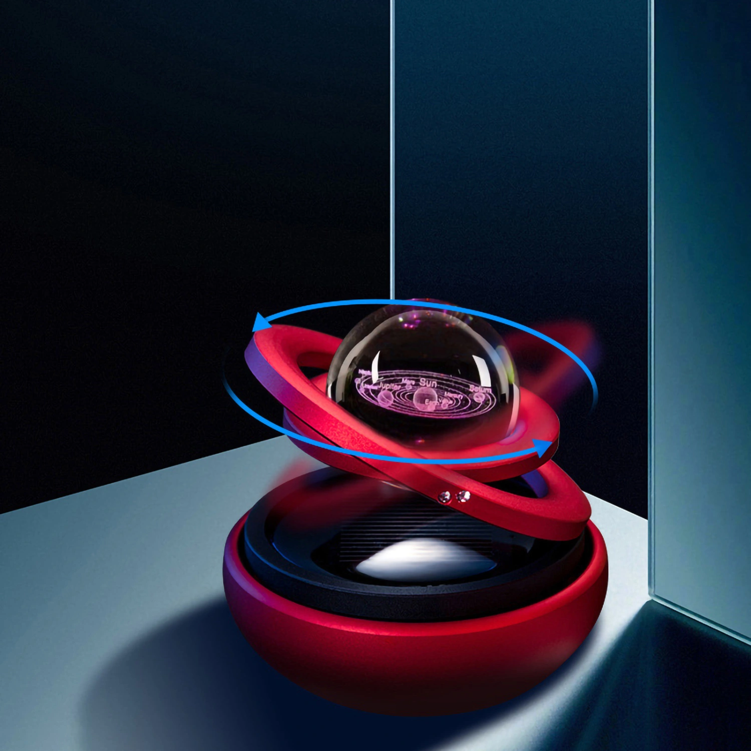 Car Perfume Pendant Galaxy Design Long Lasting Fragrance Solar Energy Rotating Car Aromatherapy Diffuser for GiftsSolar System