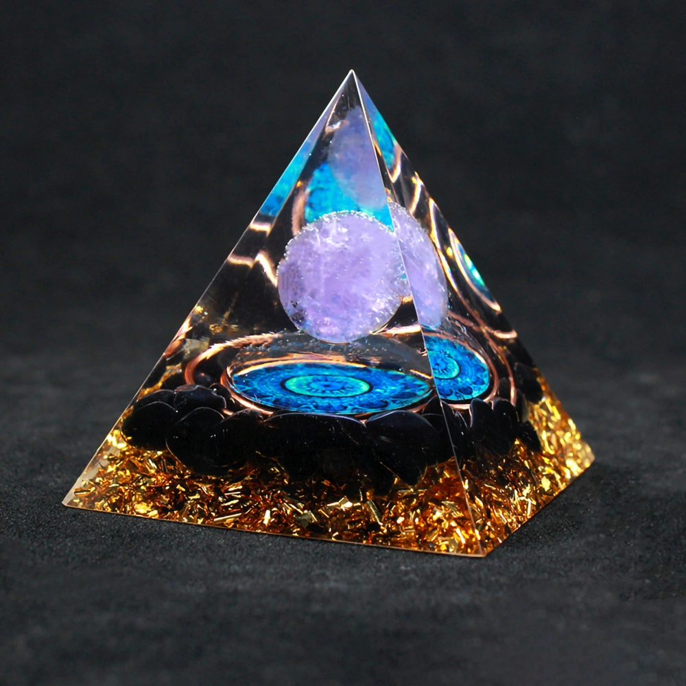 Orgone Pyramid Epoxy Process Exquisite Beautiful 5cm Decorative Ornament for Office Home DecorationQK06 Blue Eye