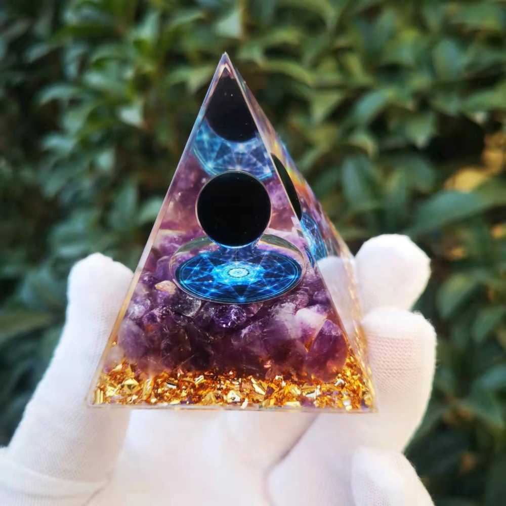 Orgone Pyramid Epoxy Process Exquisite Beautiful 5cm Decorative Ornament for Office Home DecorationQK12 Small Hexagram