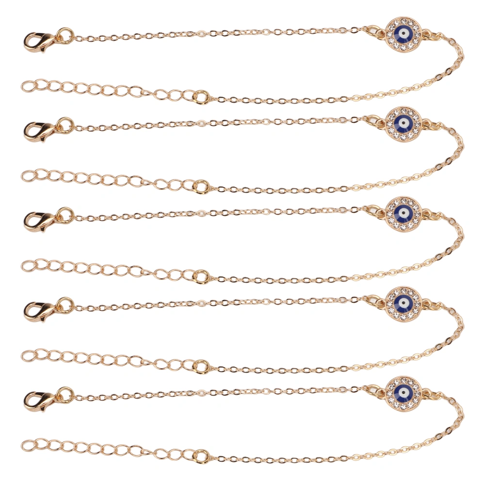 5Pcs Blue Eye Bracelet Alloy Chain Unique Pendant 14K Gold Bracelet for Gift Hand Decoration