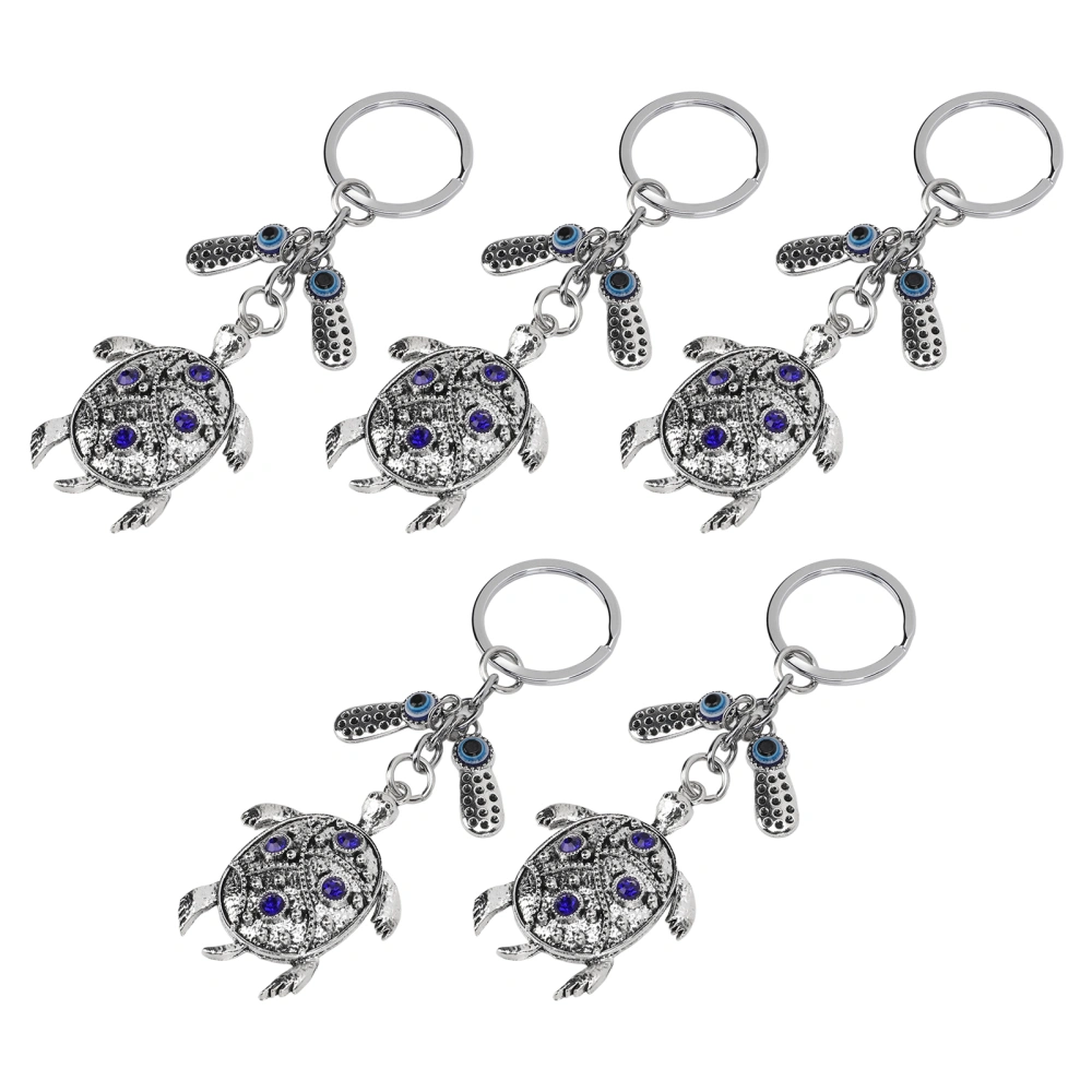 5Pcs Turtle Keychain Handcrafted Exquisite Beautiful Evil Eye Keychain for Handbag Backpack Car Decoration