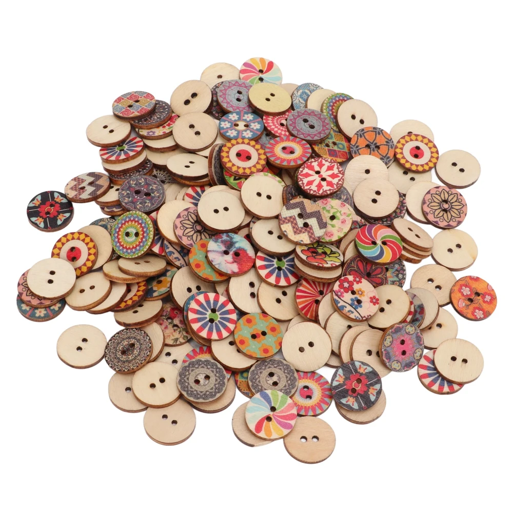 200Pcs Sewing Buttons Colorful Stylish Retro Style Unique Design Decorative Buttons Clothing Accessories