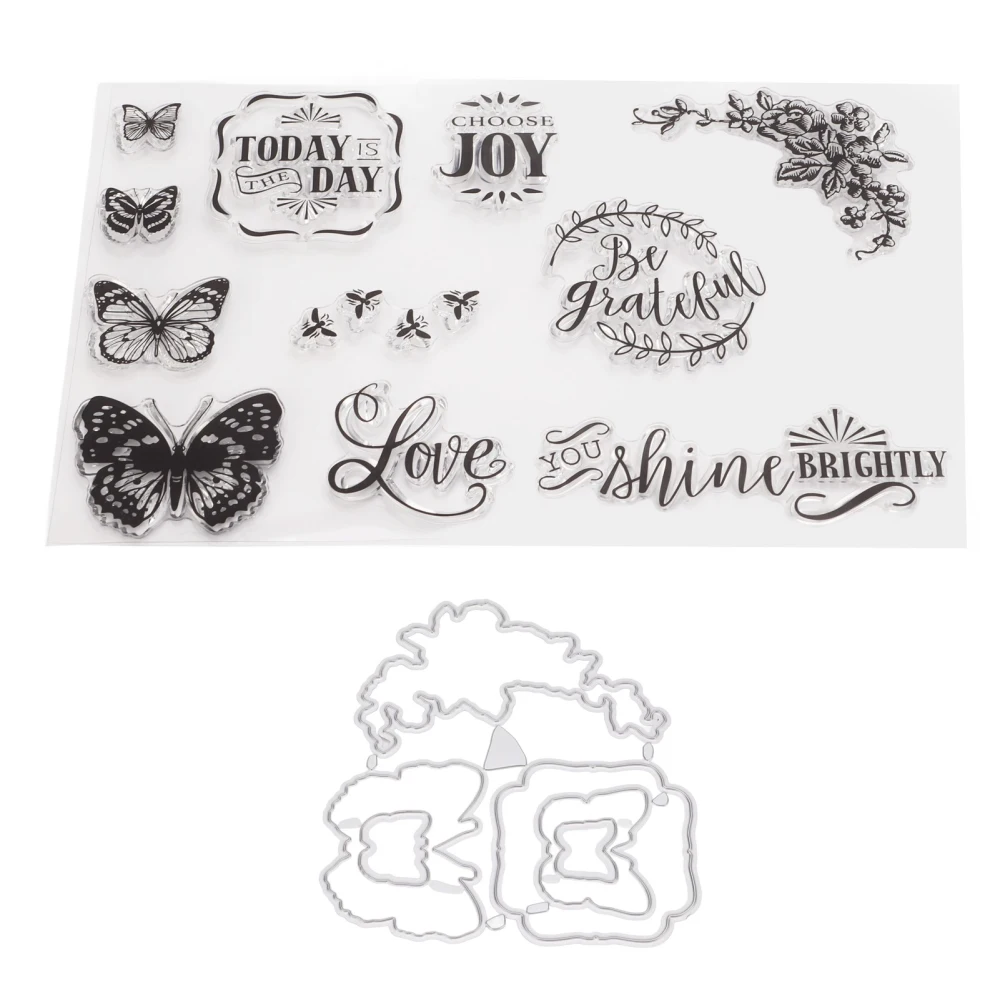 Clear Stamp Kit Unique Shape Decorative Transparent Template Embossing Cutting Die Set for DIY Scrapbook Crafts