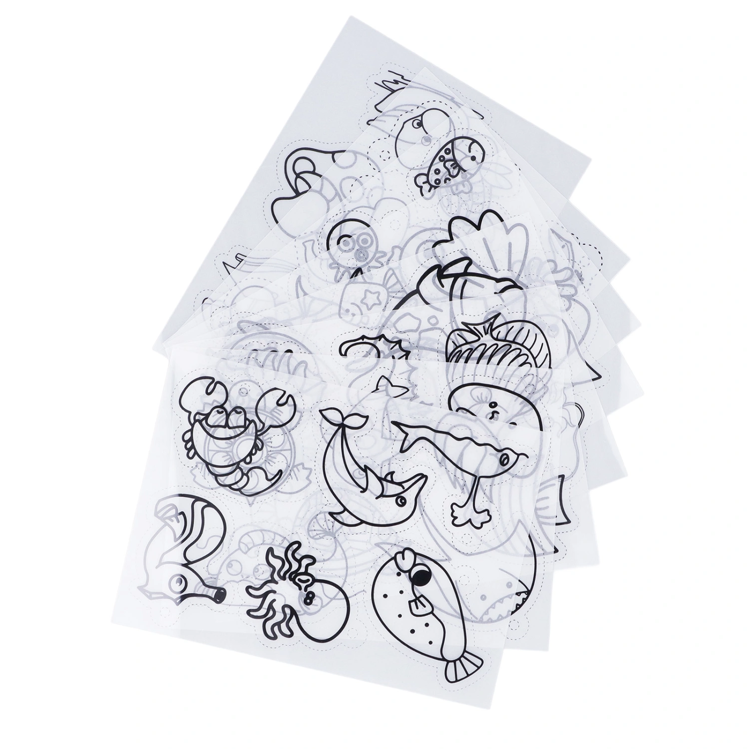 8Pcs Heat Shrinky Sheets Various Patterns Multifunctional Translucent Heat Shrink Sheet for DIY Crafts Key Chains DecorOcean Series