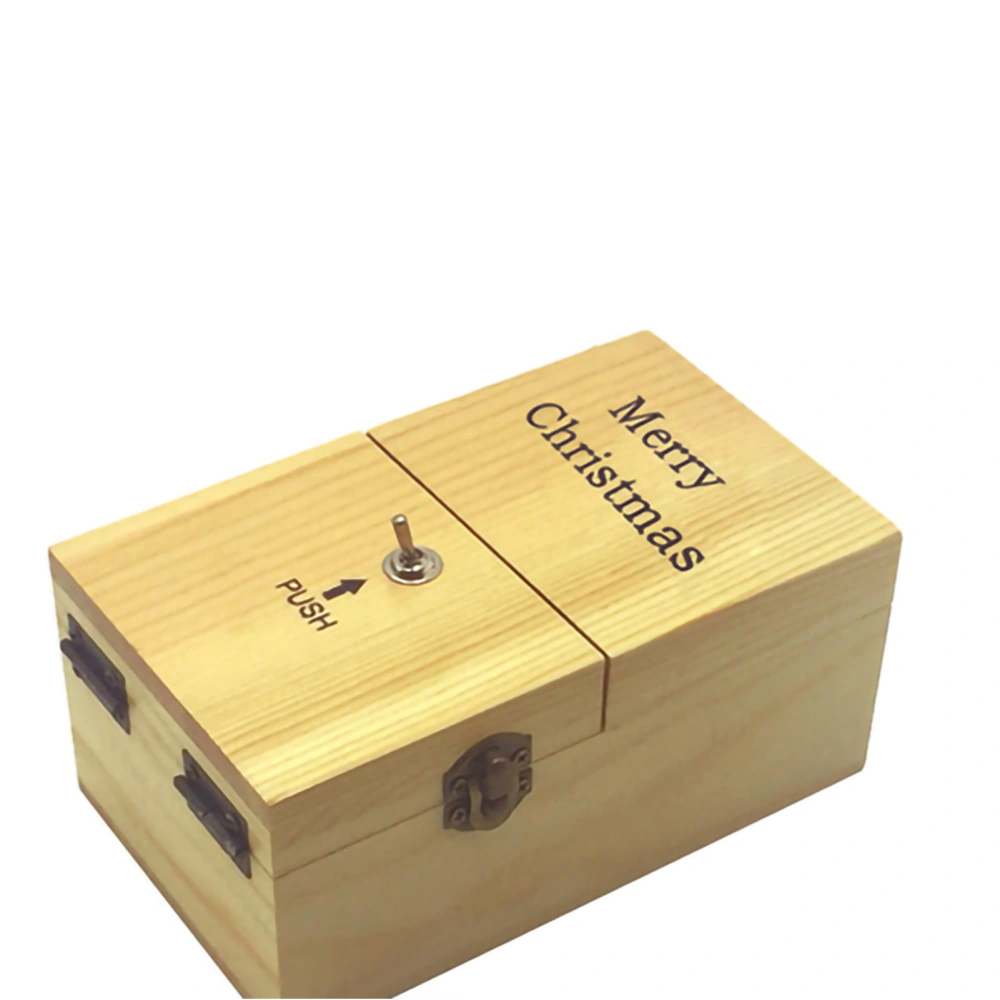 Useless Box Decompression Environmental Friendly Natural Pine Pointless Box with Metal Buttons for Kids Adult(Light Color （MerryChristmas） )