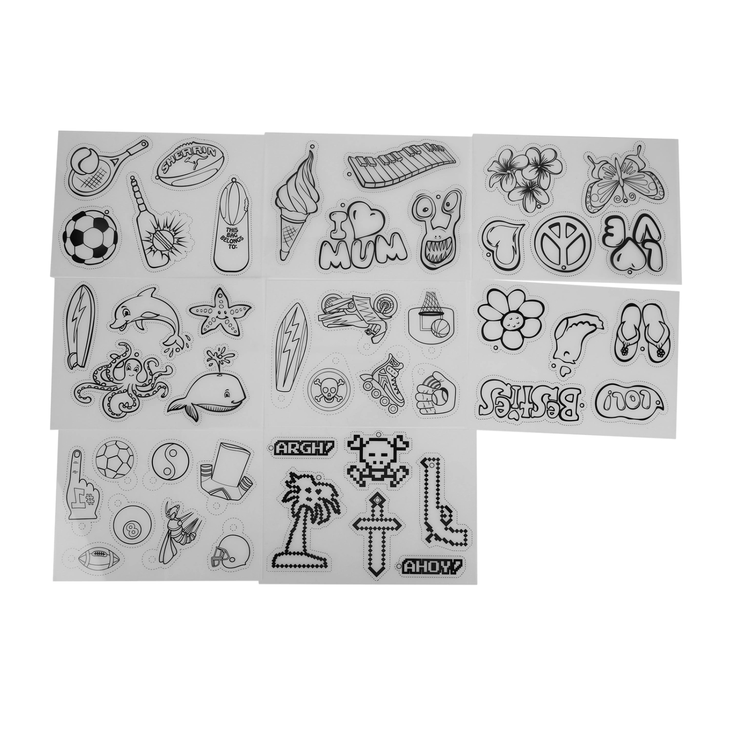 8Pcs Shrinky Dink Paper BOPS Wide Application Semitransparent Various Patterns Shrinky Dink Sheets for Keychain Tag DIYSports Style (8Pcs/Pack)