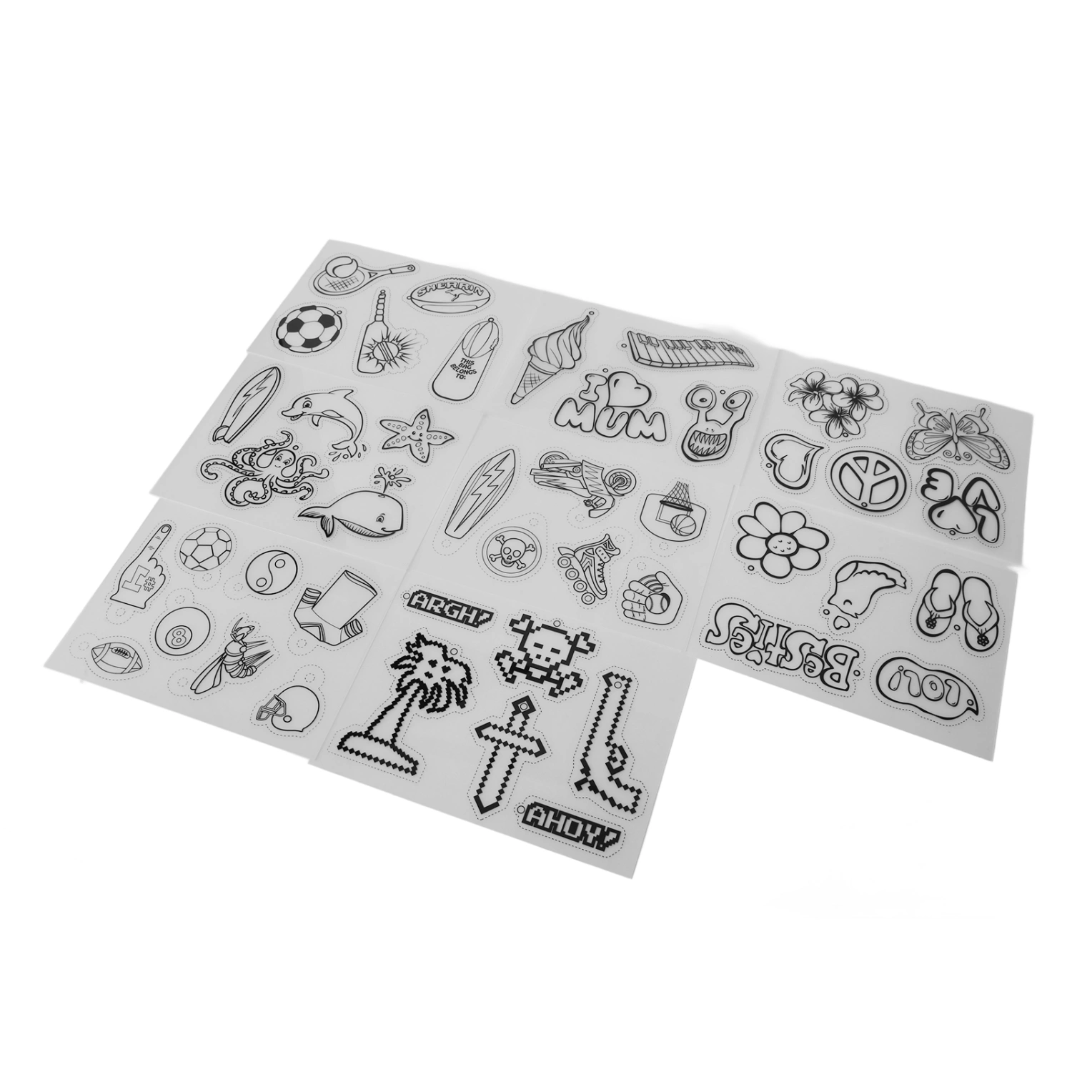 8Pcs Shrinky Dink Paper BOPS Wide Application Semitransparent Various Patterns Shrinky Dink Sheets for Keychain Tag DIYSports Style (8Pcs/Pack)
